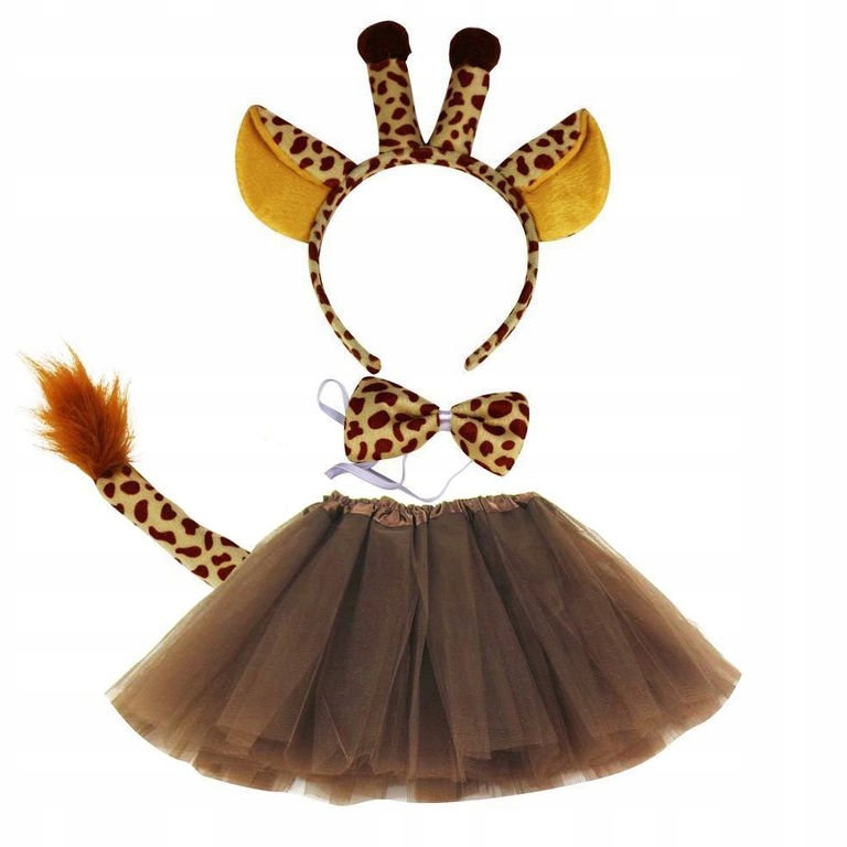 STRÓJ ŻYRAFA SPÓDNICZKA + OPASKA + MUSZKA + OGONEK