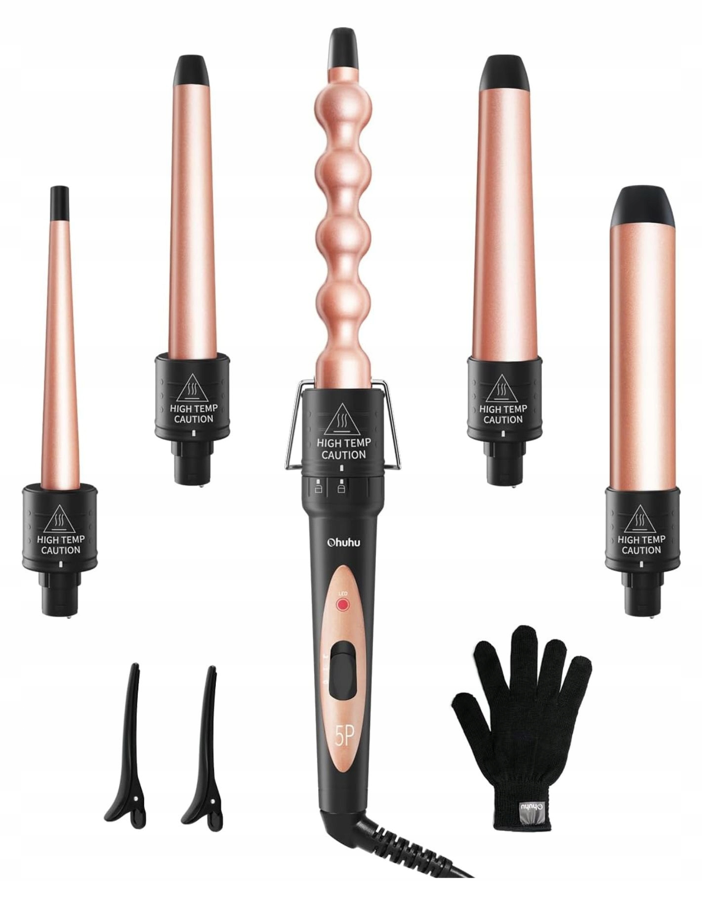 Kulma 5v1 pro profesionální styling vlasů, sada keramických sudů