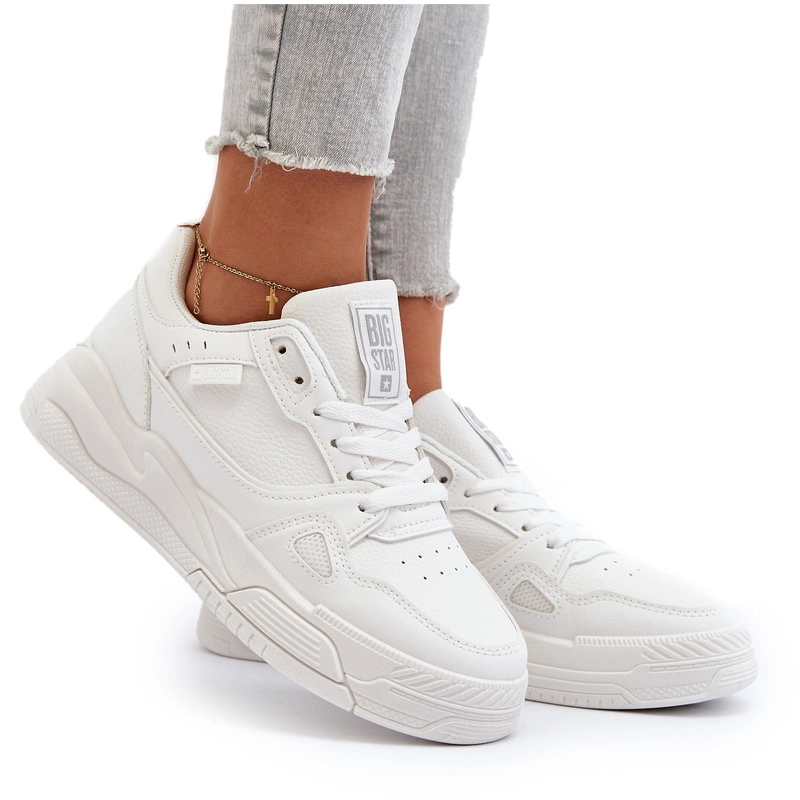 Sneakersy Damskie Eko Skórzane Klasyczne Modne Big Star NN274667 Białe 36