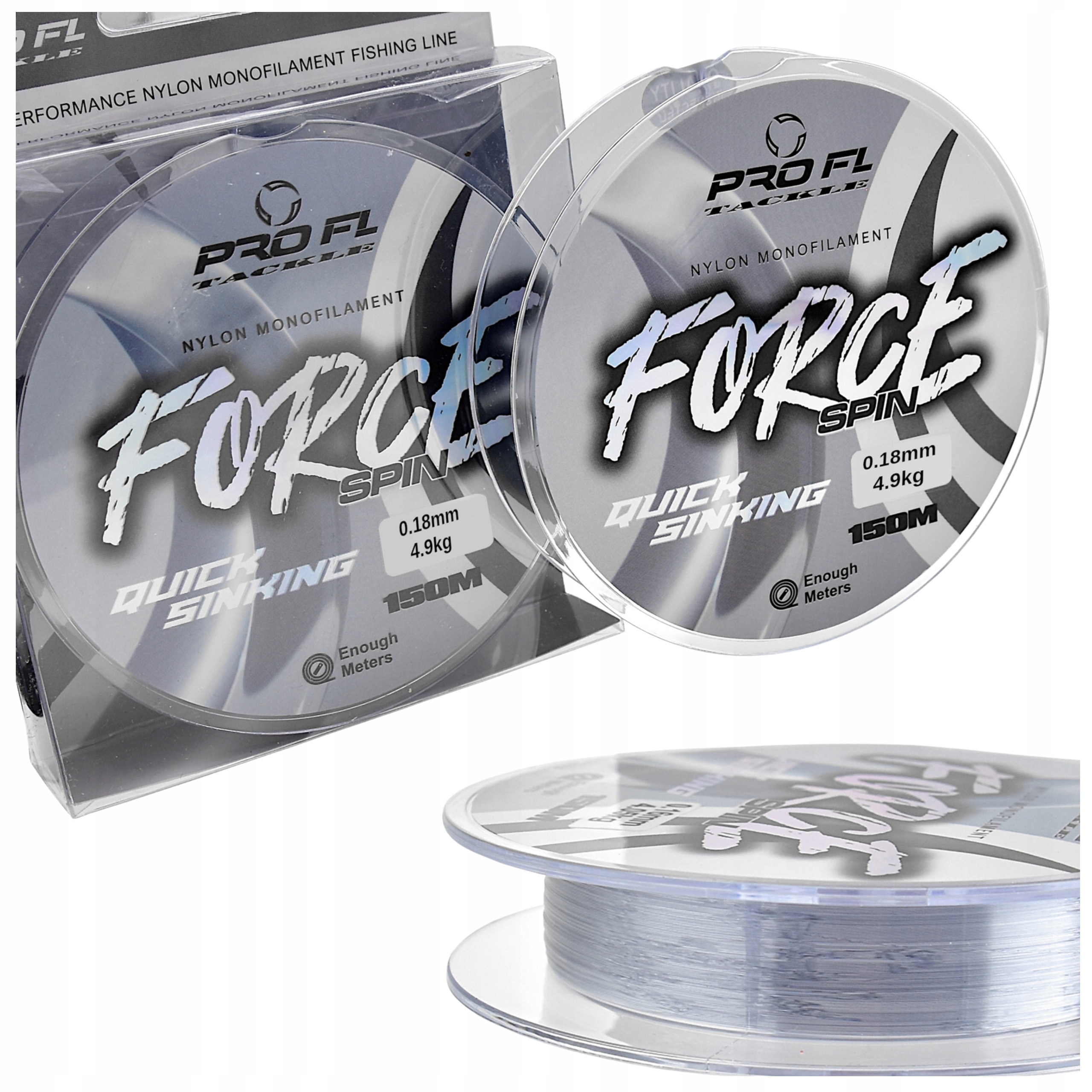 Żyłka Tonąca Wędkarska Force Spin 0,18MM 150M Niewidoczna Spinning Spławik