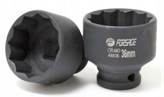 Nasadka udarowa cienkościenna głowica 36mm 1/2" 12-kątna stal Cr-Mo FORSAGE
