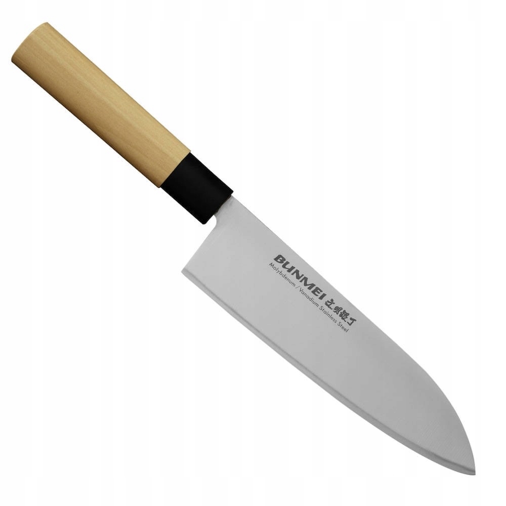 Bunmei Japonský ostrý kuchynský nôž Santoku na zeleninu 56-57 Hrc 18 cm