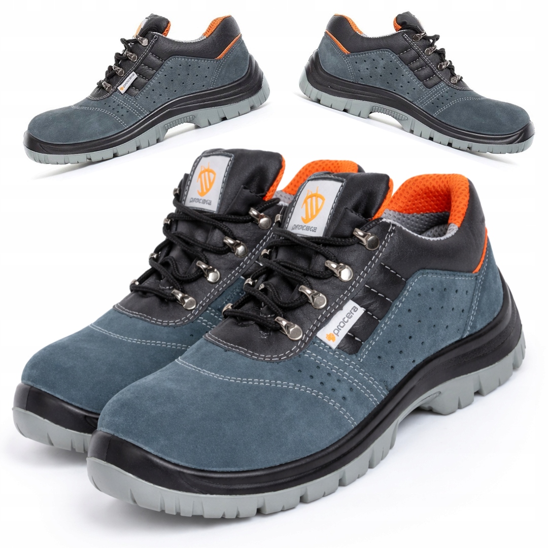 Butyt robocze półbuty skórzane męskie bez noska zamszowe lekkie oddychające