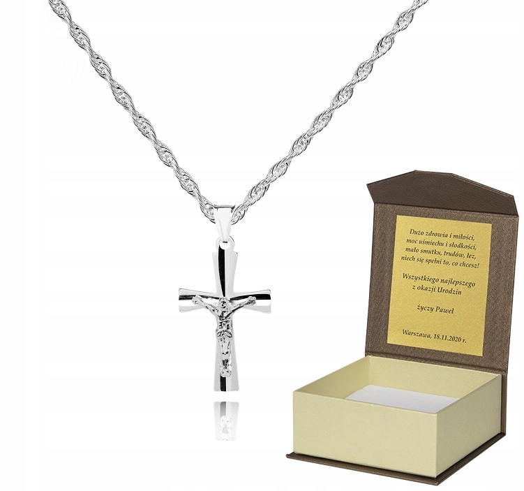 925 Stříbrný řetízek s křížkem Dedikace 50 cm S1K12