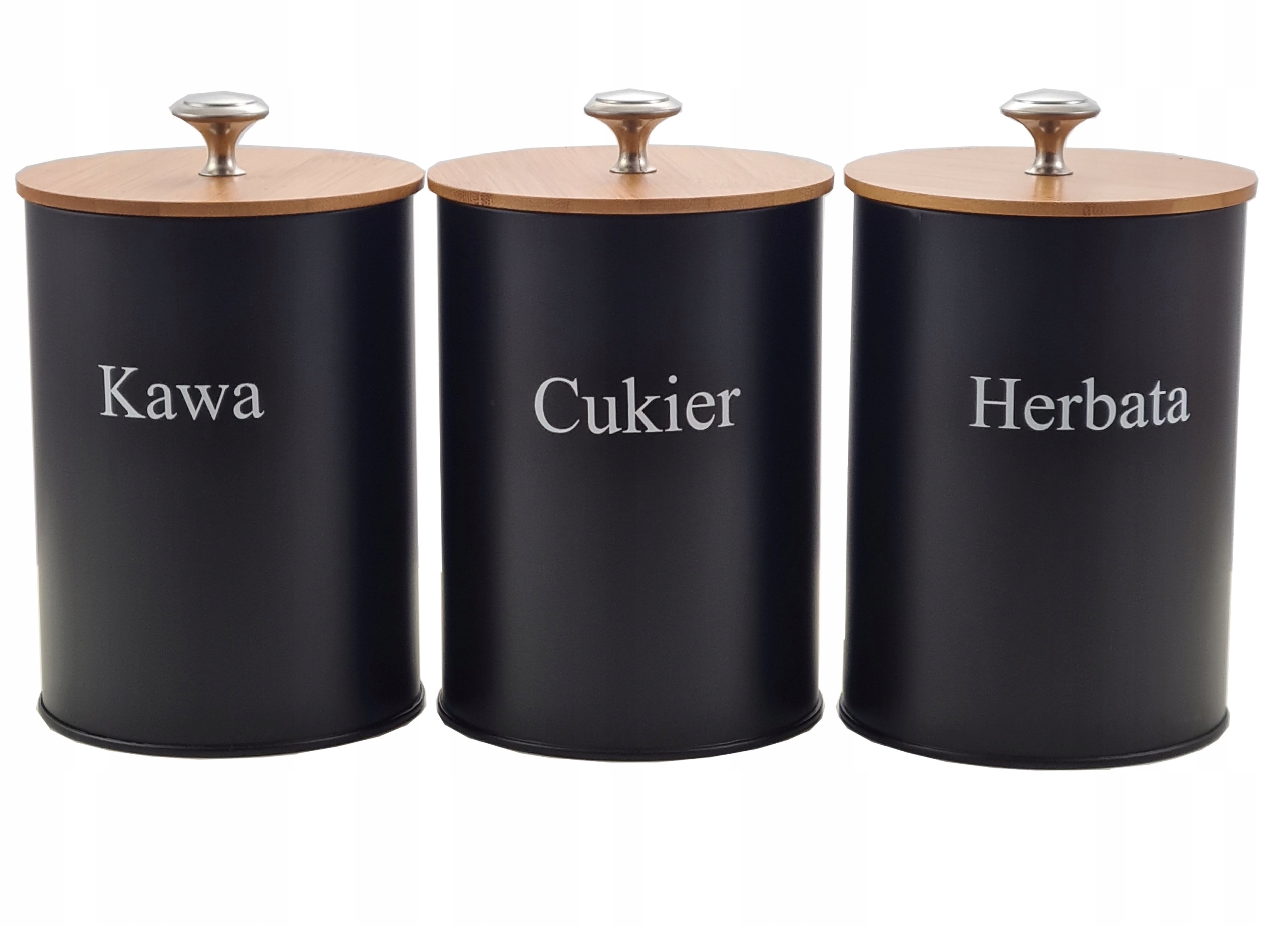 

Pojemniki Czarne Zestaw Kawa Cukier Herbata