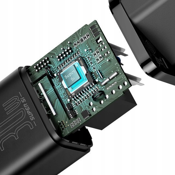 Baseus SuperSi Ładowarka 30W USB-C PD QC3.0 Czarna Prąd wyjściowy 3000 mA
