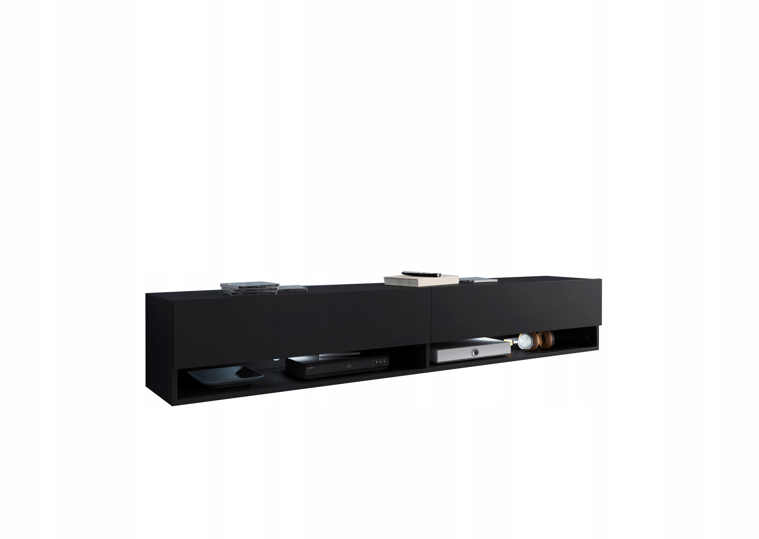 Szafka RTV wisząca czarny grafit 180 cm x 30 cm x 31 cm