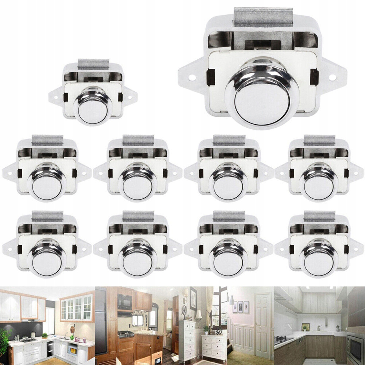 10 x Jednostranný nábytkový zámek pro přívěs pushlock push-lock komplet