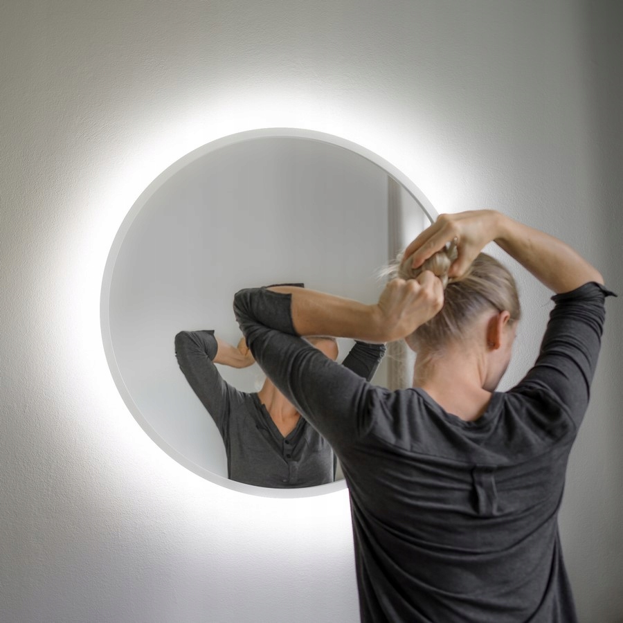 LUSTRO OKRĄGŁE W BIAŁEJ RAMIE 80 cm, LED JAKOŚĆ! Kod producenta M.OR.BIA.LED.80