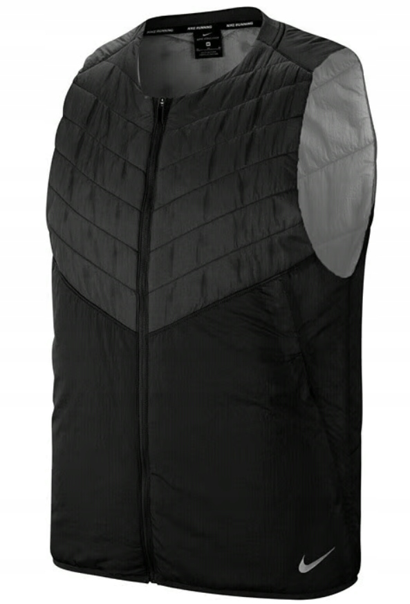 Nike AeroLayer Męska Kamizelka do Biegania Czarny Srebrny DJ0533-010 S