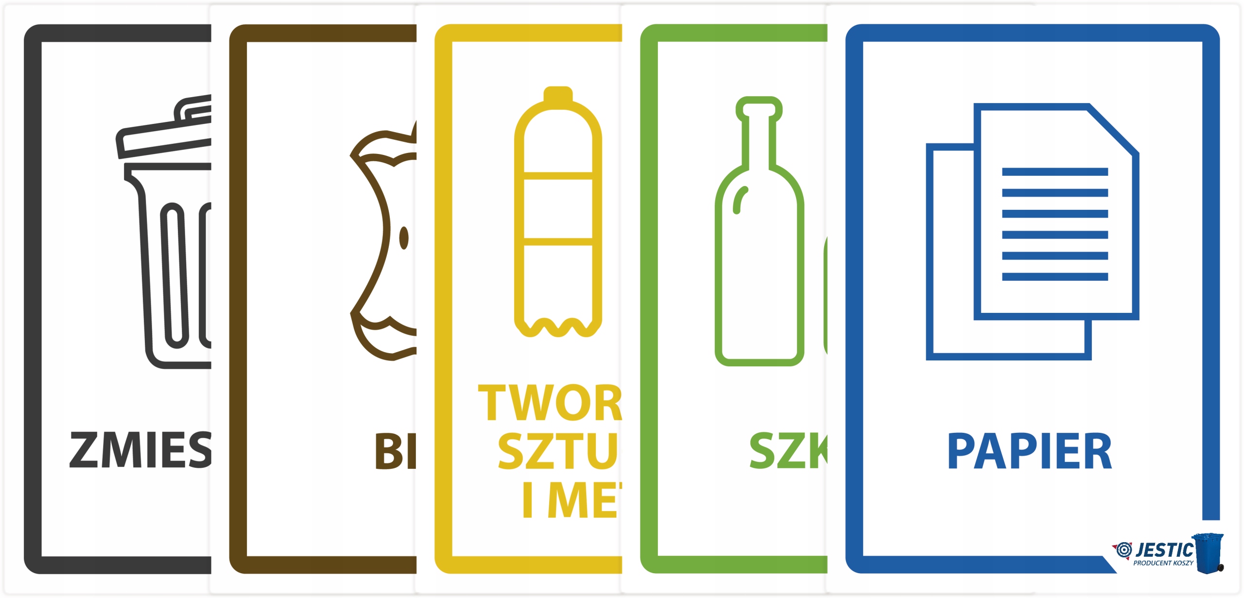 

Naklejki Na Kosz Segregacja Śmieci 30CM A4 5 Szt