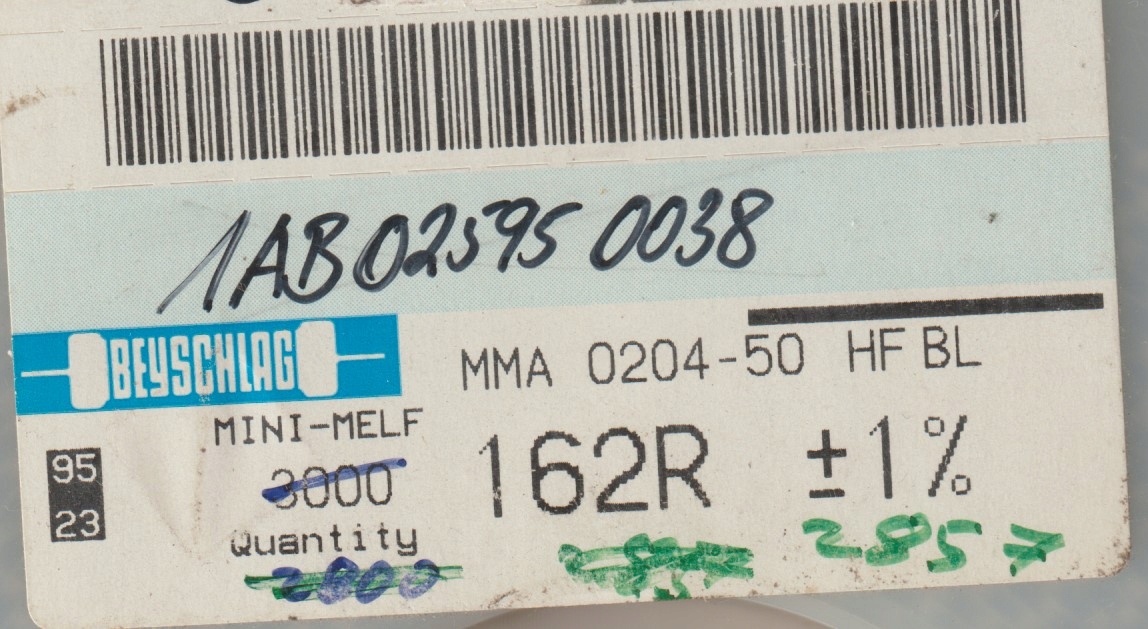 [20szt] 162R 1% 50ppm rezystor Smd mmelf MMA0204HF Beyschlag high frequency