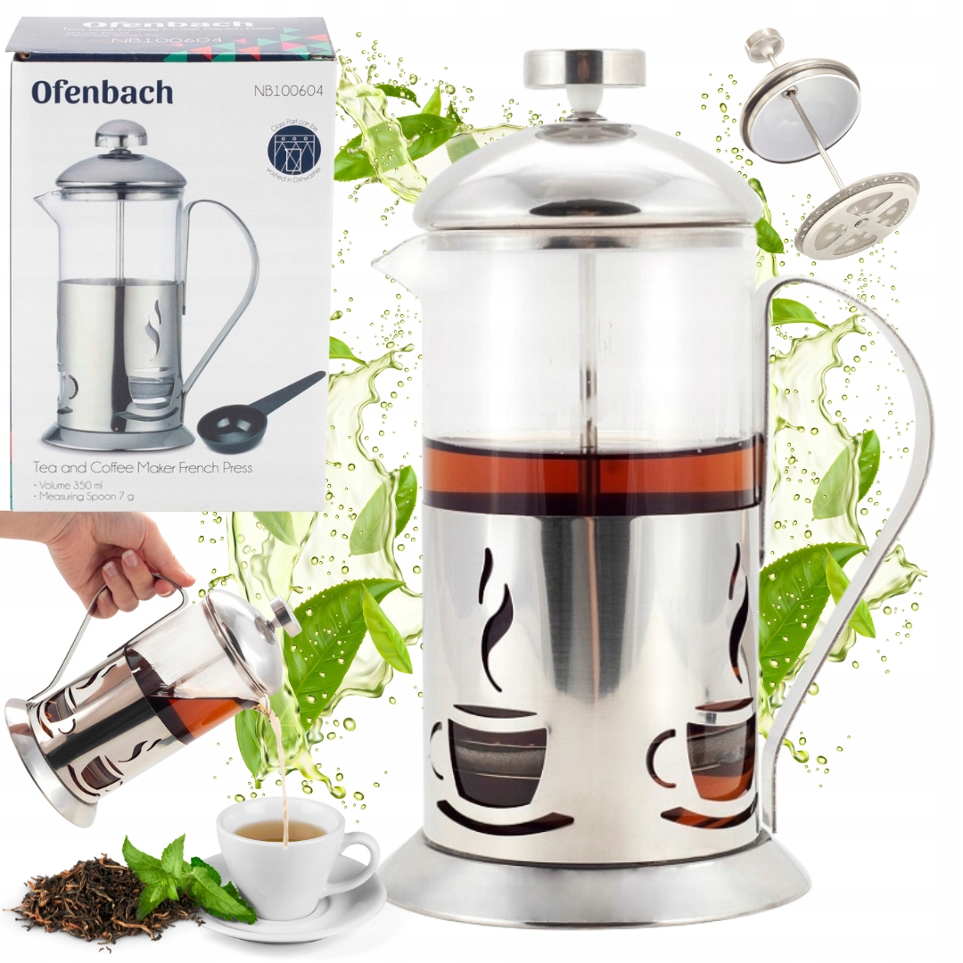 SZKLANY ZAPARZACZ DZBANEK HERBATA KAWA 350ml OFENBACH