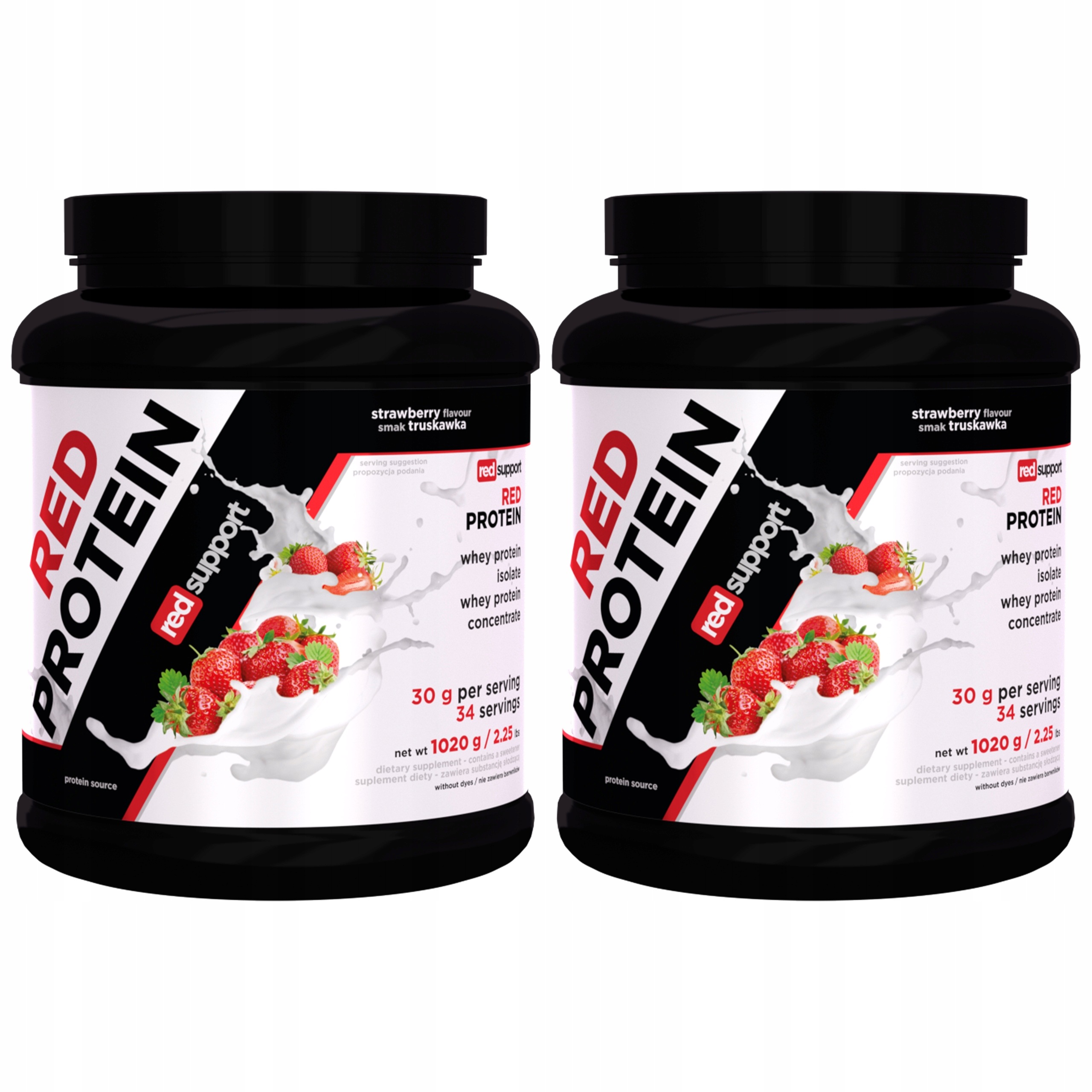 2x Protein Red Protein 1020 g Wpc Wpi Izolát Jahoda 34 porcí