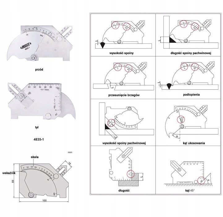 INSIZE Spoinomierz MG-8.SPD-1.MS3 krzywkowo-mostk.
