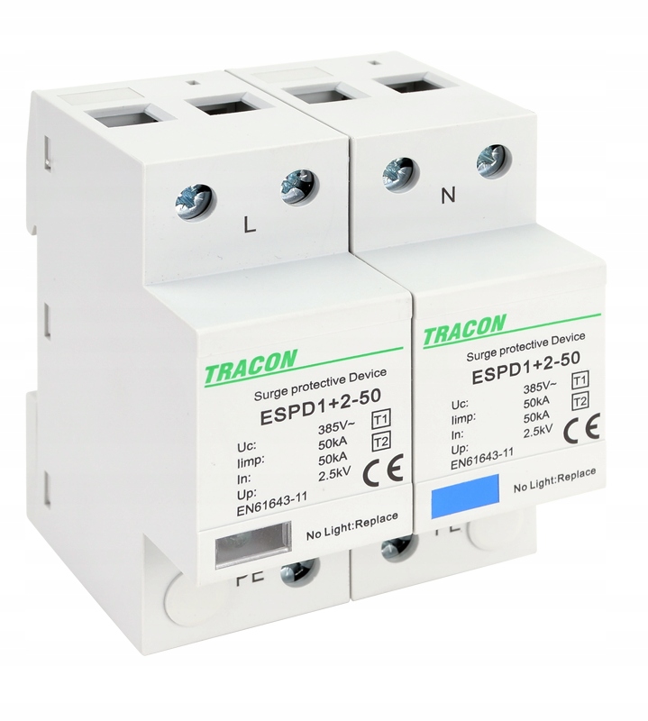 Omezovač přepětí T1+T2 Ac jednotné pouzdro ESPD1+2-50-2P