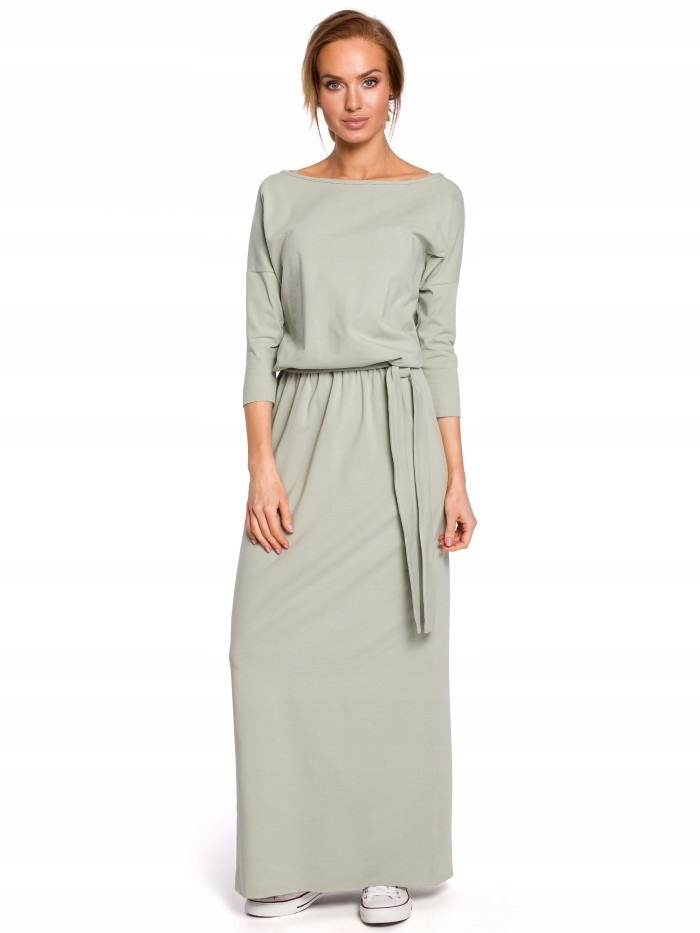 

Eu L/XL M435 Bawełniana sukienka maxi z paskiem w