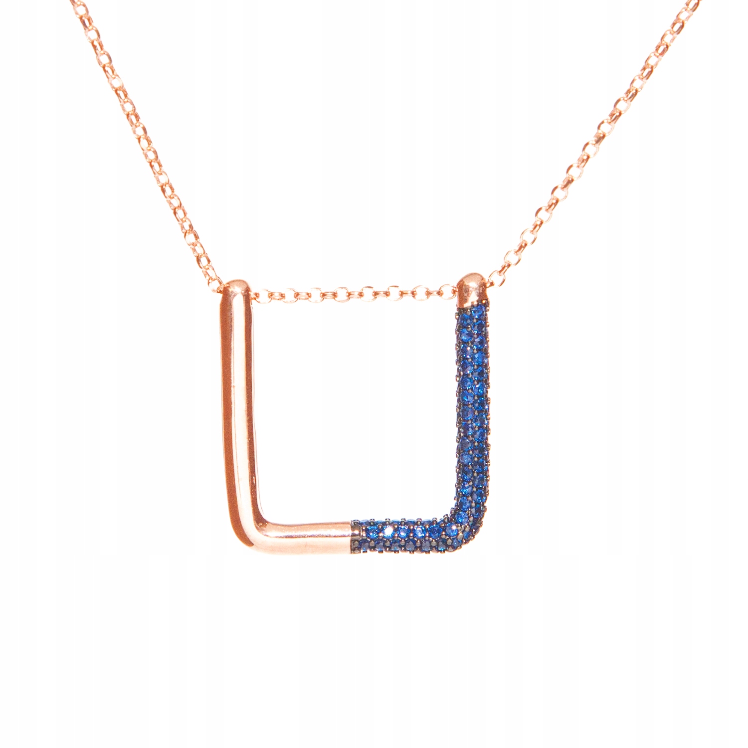 Stříbrný náhrdelník rose gold s obdélníkovým přívěskem