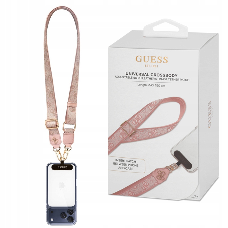 Guess originální poutko na telefon, přívěsek, silný crossbody popruh, logo 4G