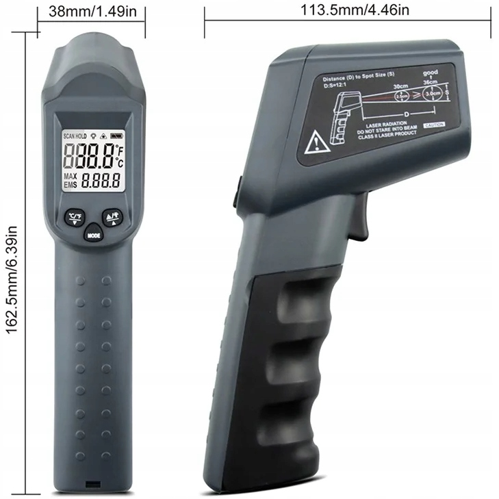 Termometr pirometr laserowy miernik temperatury na podczerwień -50 C 550 C Marka inna