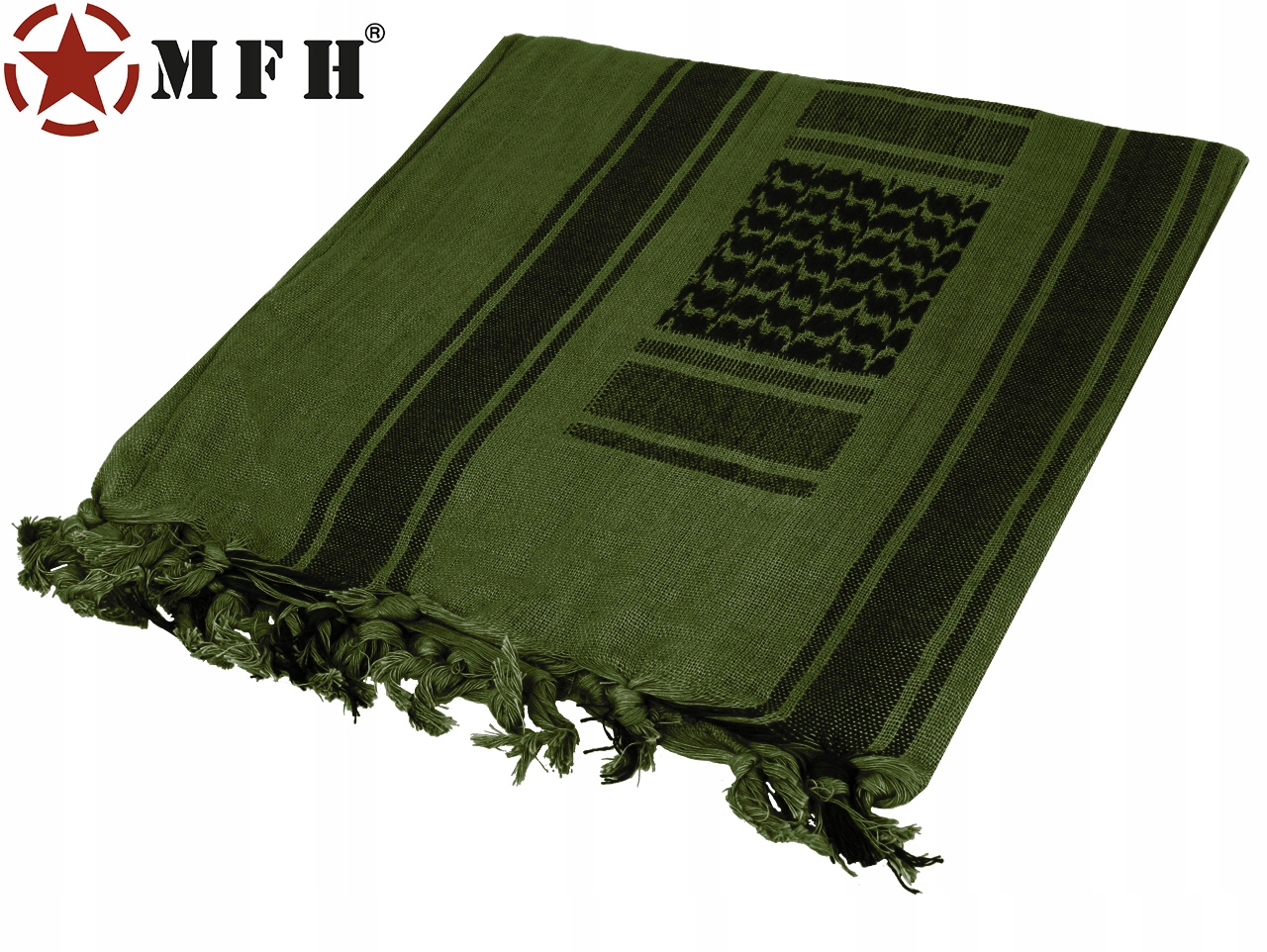 CHUSTA ARAFATKA OCHRONNA BANDANA BANDAMA Shemagh 110X110 MFH GREEN BLACK Typ inny