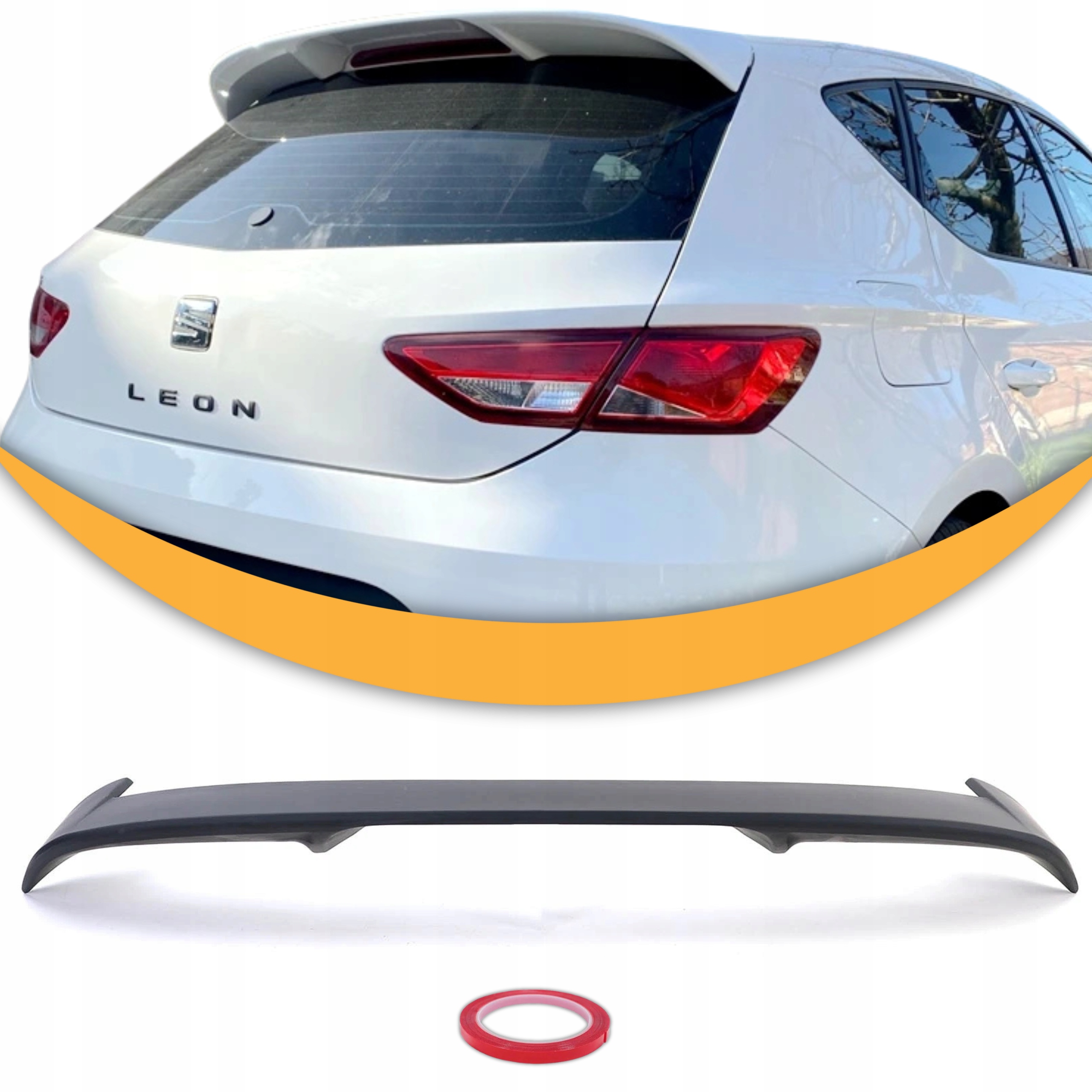 Spoiler Seat Leon 5F MK3 5 DRZWI 2012-2020 Czarny Połysk Lotka Daszek