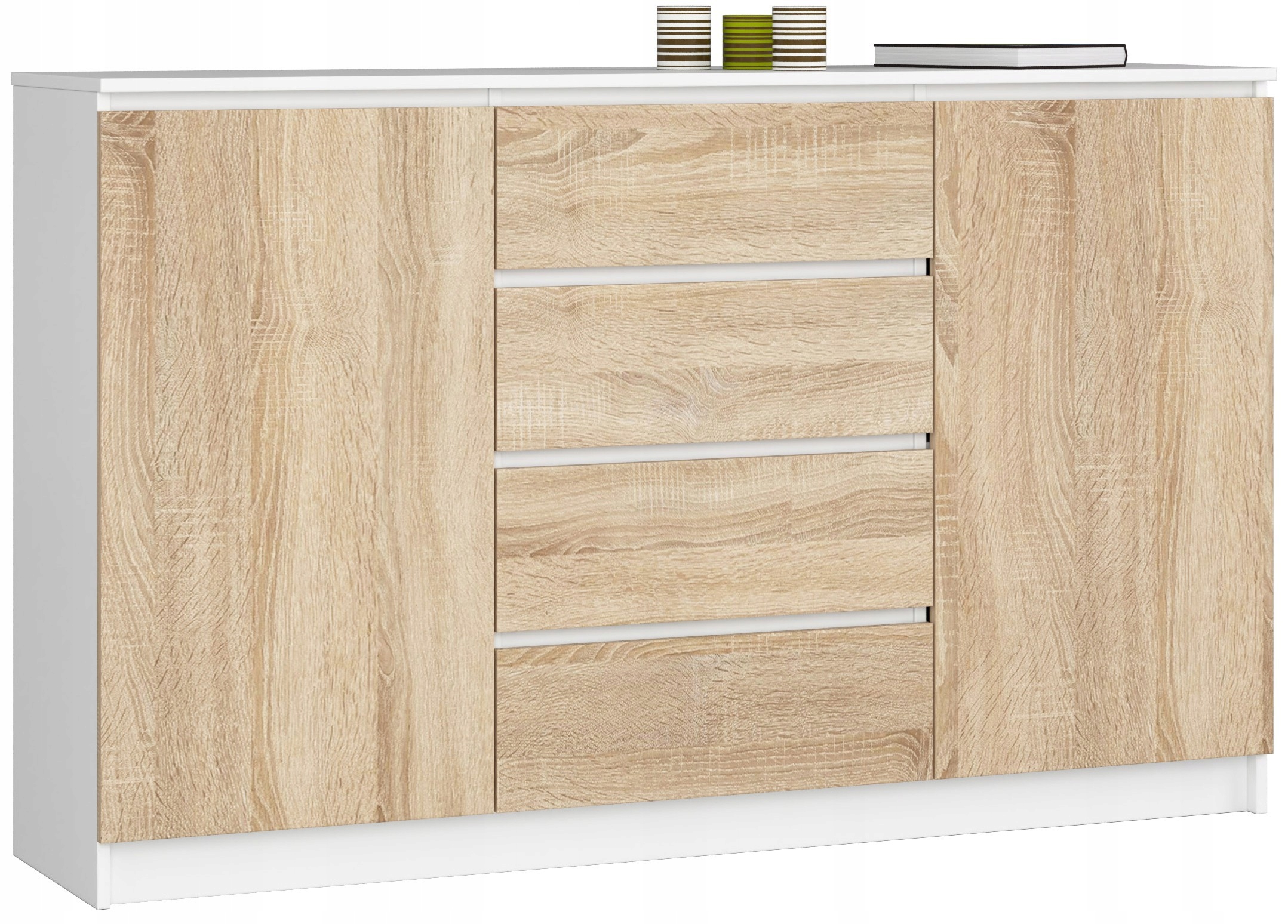 Komoda K160 2D 4SZ Clp Pk Biela Sonoma Akd
