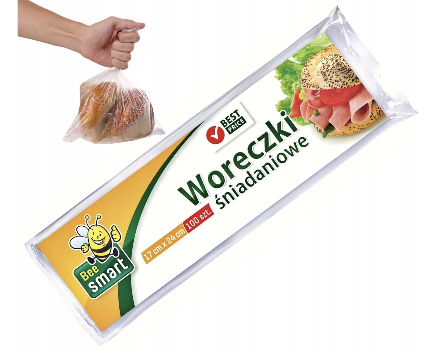 

Woreczki Śniadaniowe Mocne 17x24CM Na Żywność x100