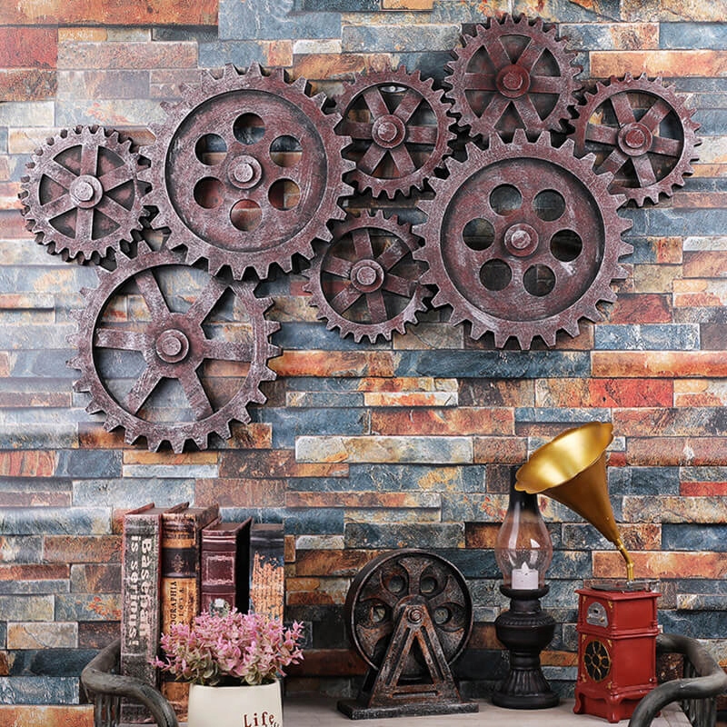 3D industriálny panel na stenu hnedý 90x6x50cm