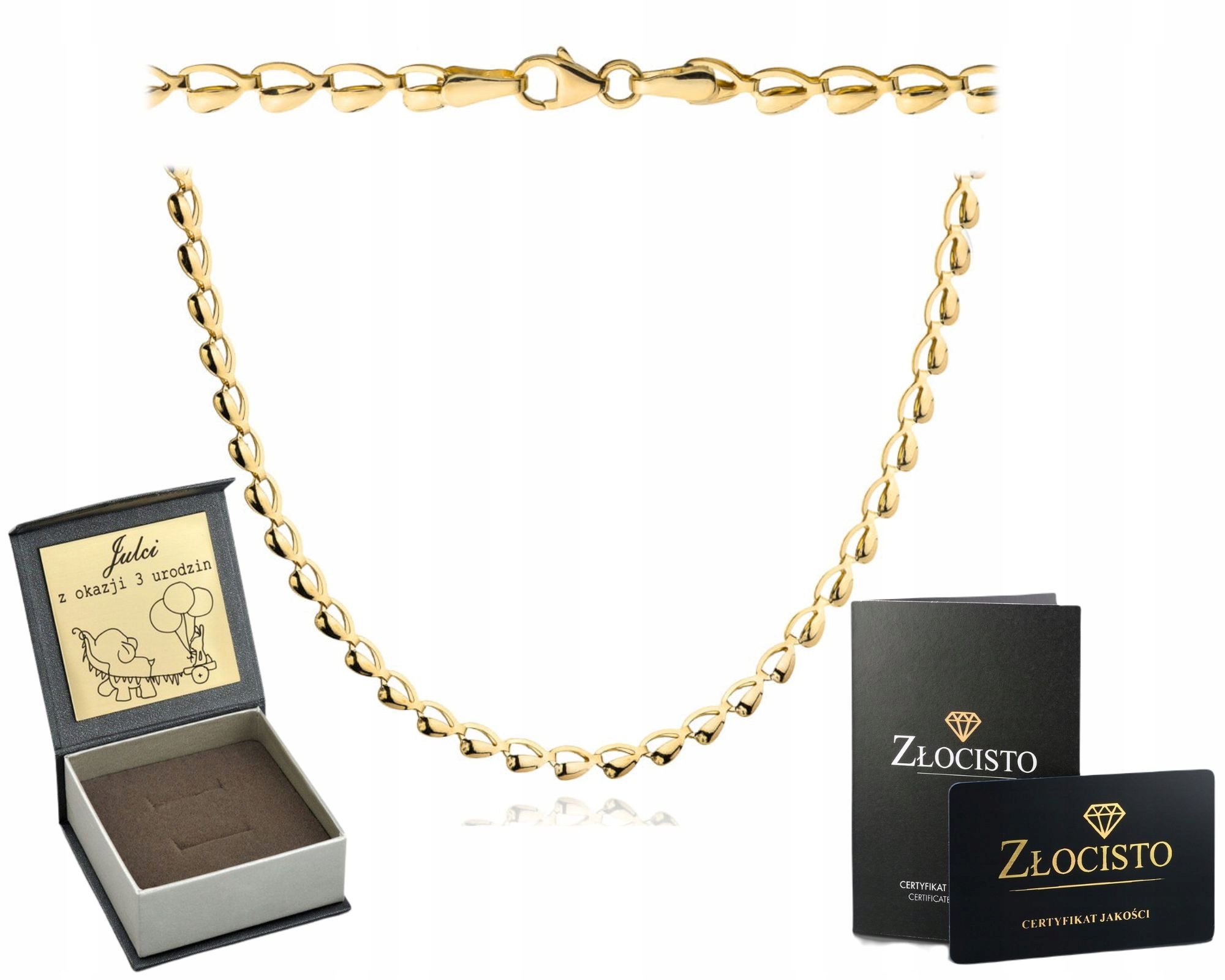 Zlatý Náhrdelník Složený Ze Srdíček Srdce Gravírování 45 CM