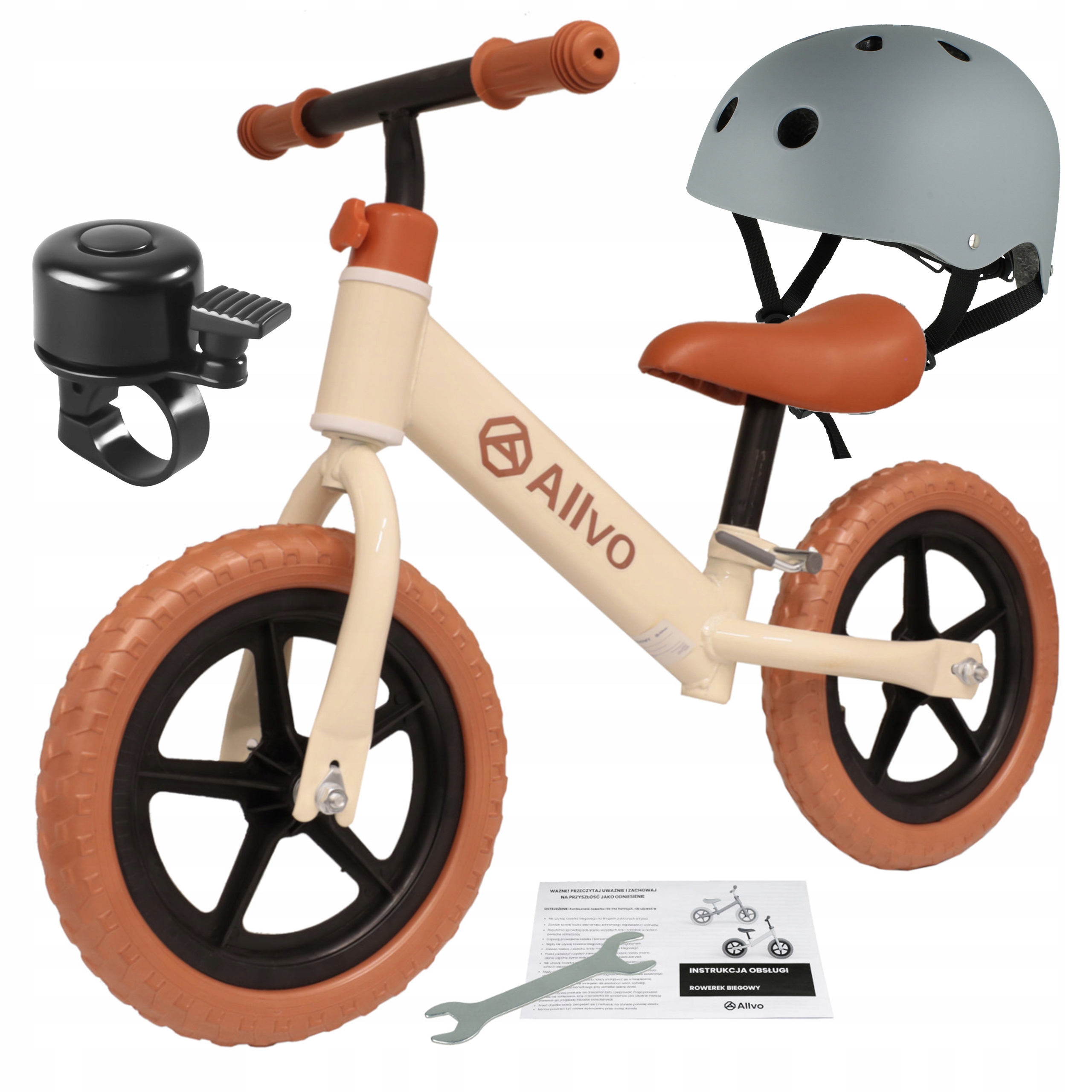 Sportowy rowerek biegowy dla dzieci dla 2 latka zestaw 3w1 kask dzwonek
