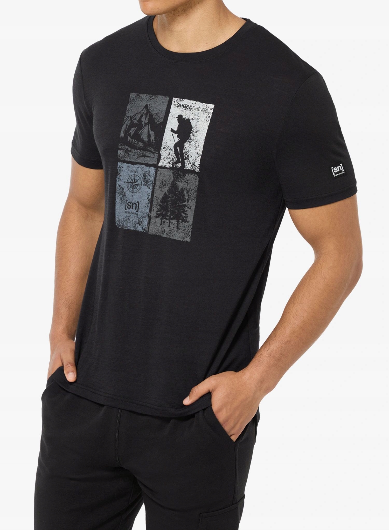 Merino tričko Super.natural Go Hiking Tee jet black/various M