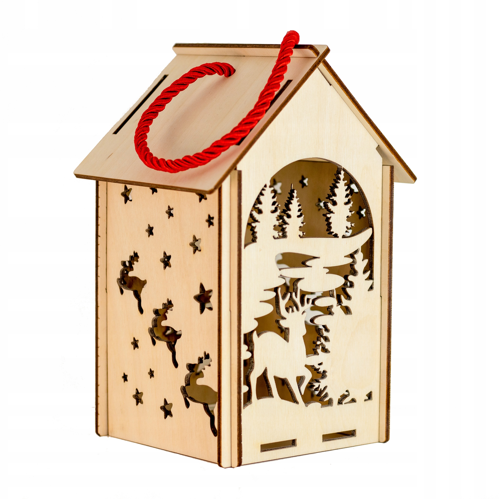 

Lampion adwentowy Drewniany świąteczny Roraty Led