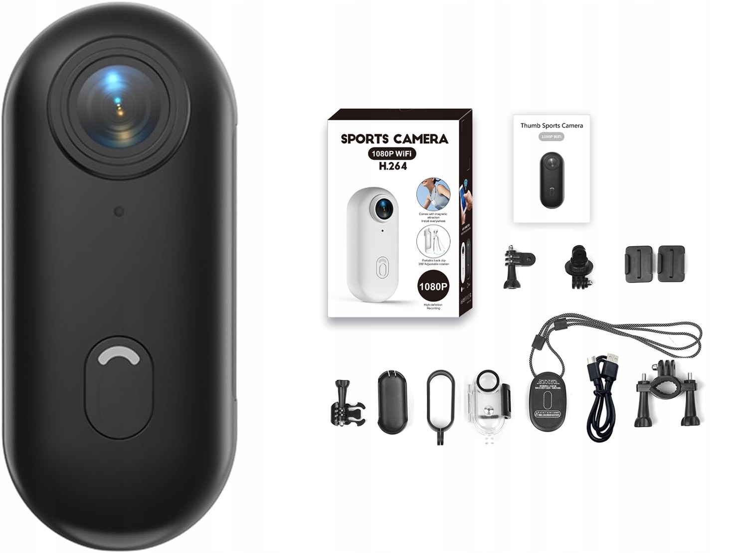 Mini sportovní kamera Hd 1080p Vodotěsný úhel 140° WiFi adaptéry Příslušenství