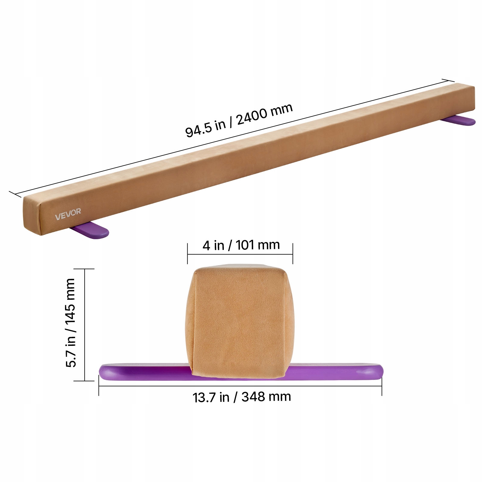 Vevor Skládací Gymnastický Nosník 2 4 M Pro Děti, Silný, Stabilní, Žlutý