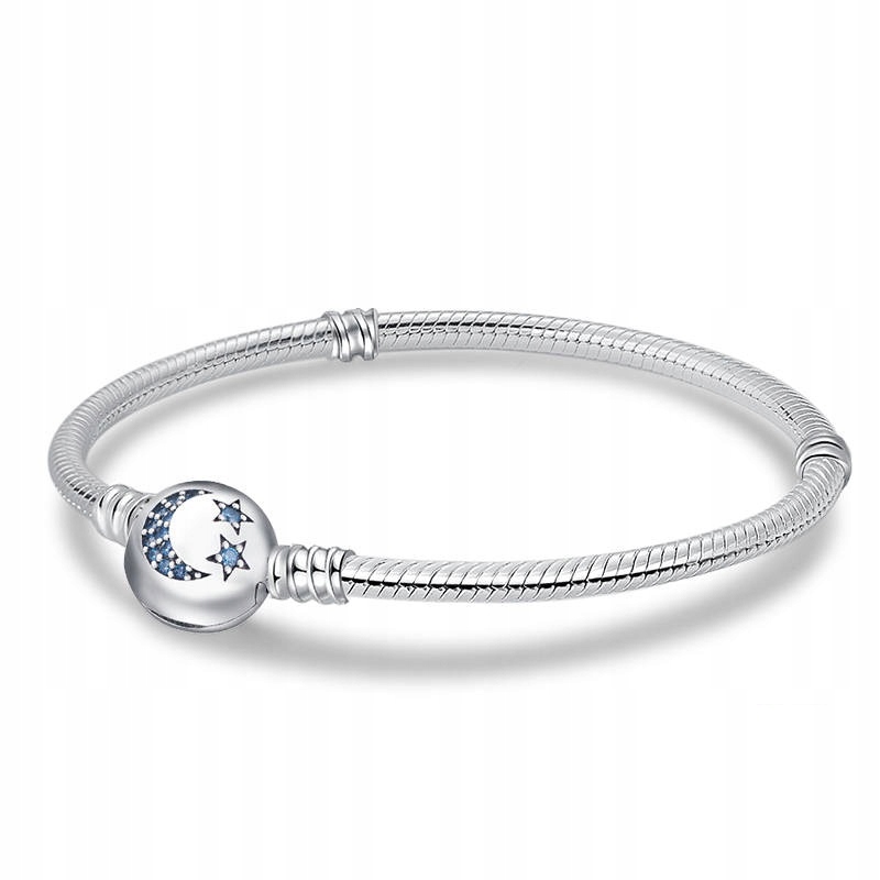 Modulární náramek základna pro Charms Stříbro 925 Hvězdy Měsíc 18 cm