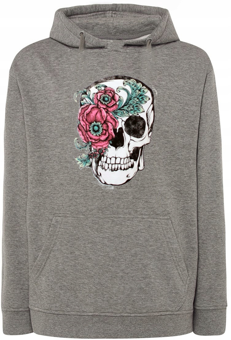 Mikina s potiskem Lebka a květinami r.XXL
