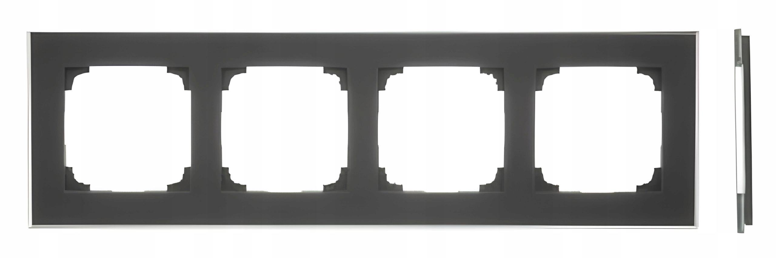 Simon 55 4-hranný rámik, štvorhranné sklo, mrazené sklo, čierna príroda