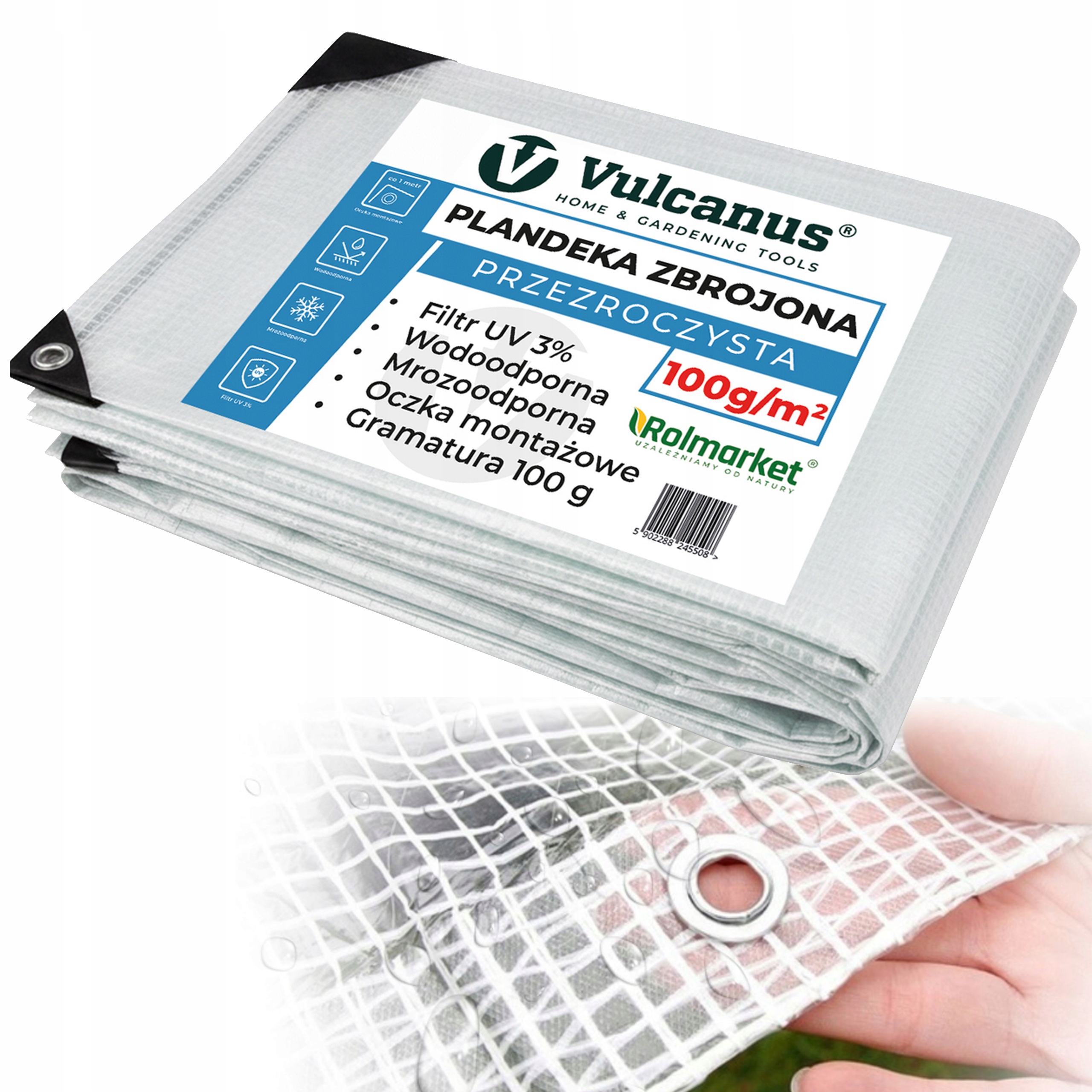 Plandeka 6x12 m Gruba 100g Przezroczysta Uv Zbrojona Płachta Ochronna Mocna
