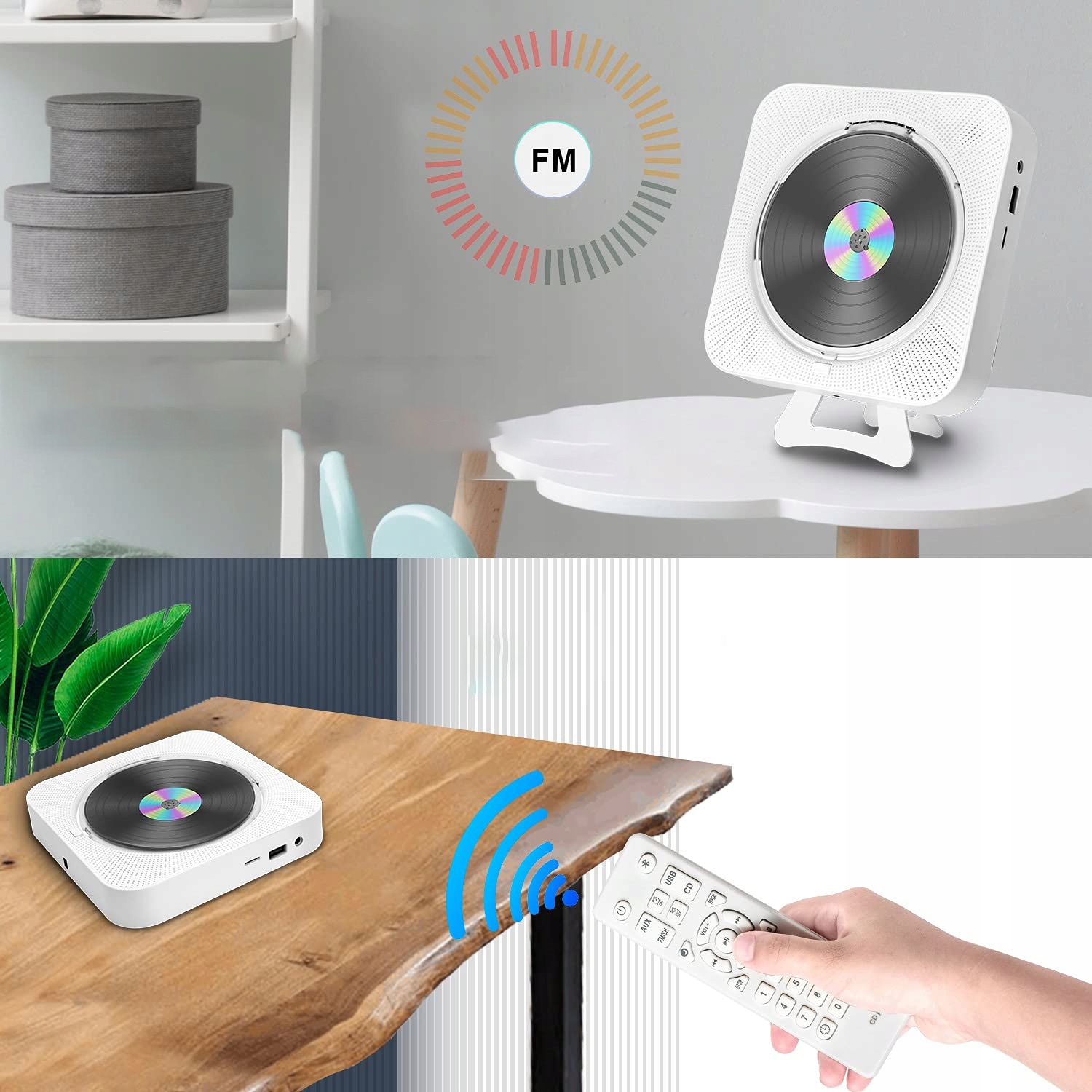 ODTWARZACZ PRZENOŚNY CD GŁOŚNIK BLUETOOTH RADIO Kolor biały