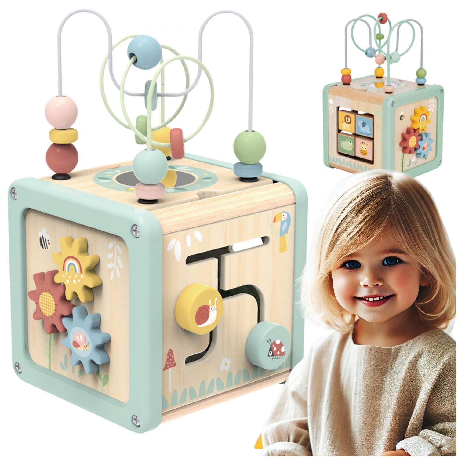 Edukacyjna Kostka Tablica Box Manipulacyjna Montessori Sorter Labiryn