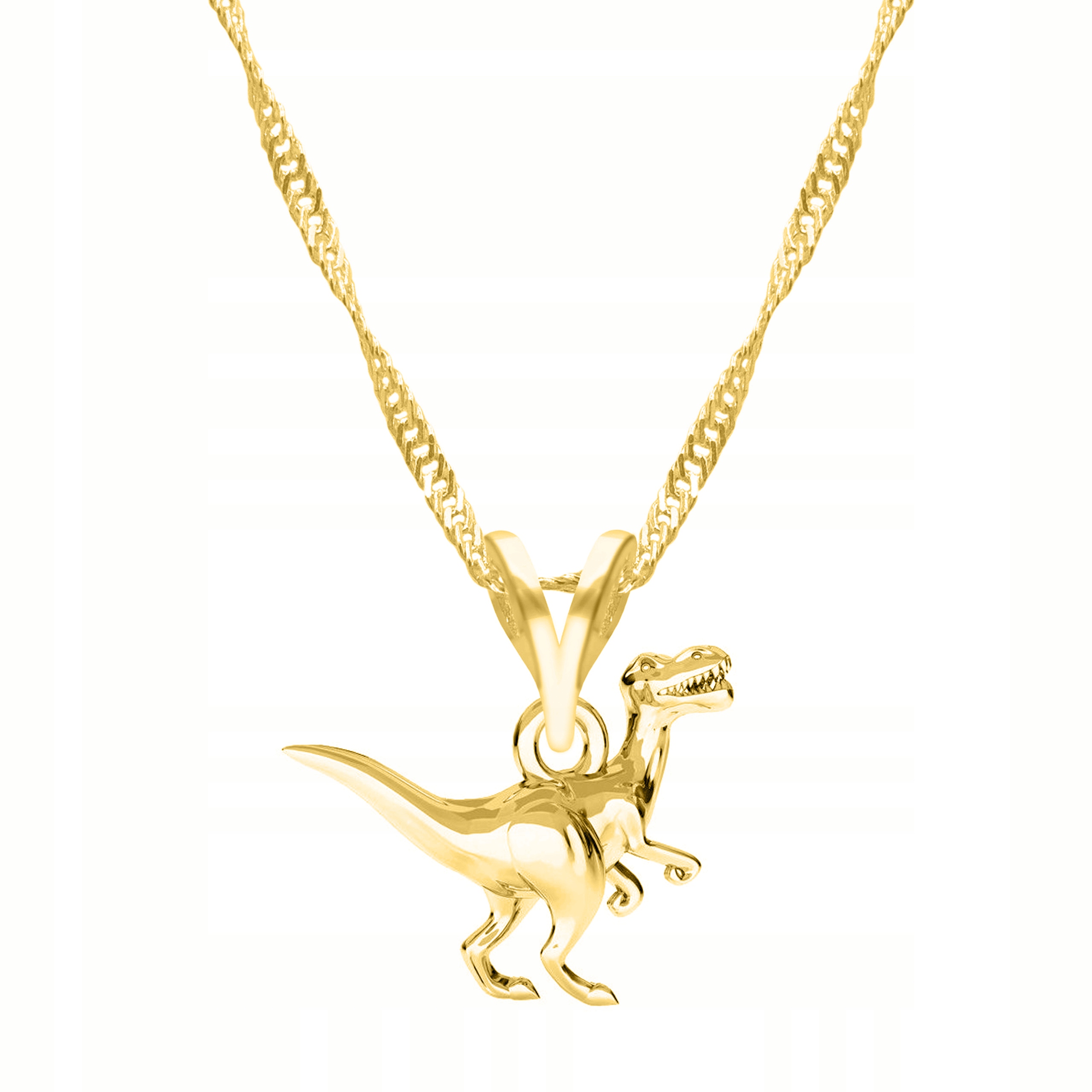 Krásný zlatý náhrdelník ze stříbra 925 s dinosaurem – příšera z přírody Dinosaurus T-Rex