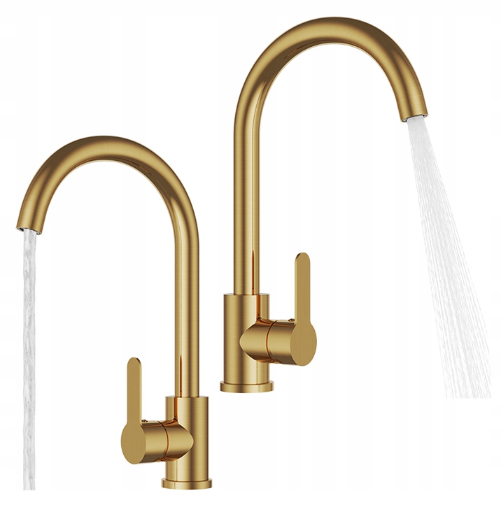 Kuchynská Batéria Brúsená Zlatom Prestige Plus Zaoblený Výtokový Kohútik