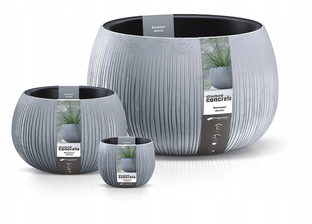 Doniczka kula Beton Bowl DKB240 z wkładem | Beton — 15