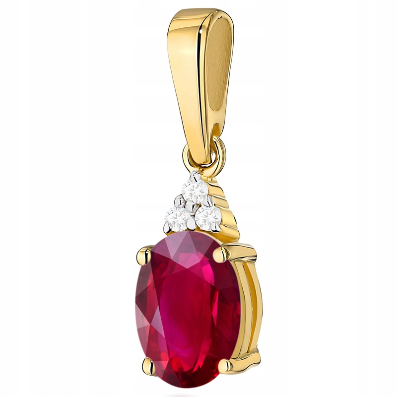 Krásný Zlatý Přívěsek Přívěsek pr. 585 s Rubínem 1,00 ct a Brilianty 14k