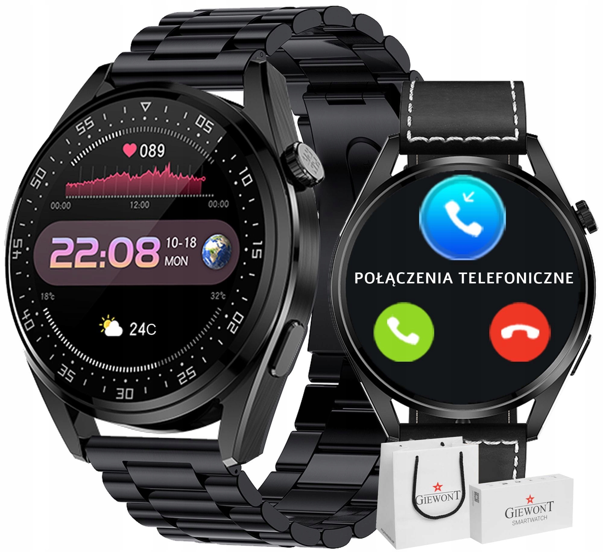 Smartwatch Giewont GW450-2 Czarny + Pasek Czarny S