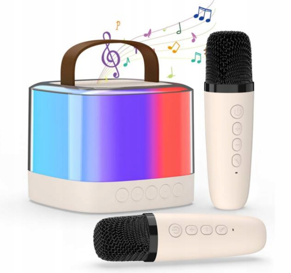 GŁOŚNIK BT ZESTAW KARAOKE DWA MIKROFONY RGB USB SD AUX EAN (GTIN) 4027468751271