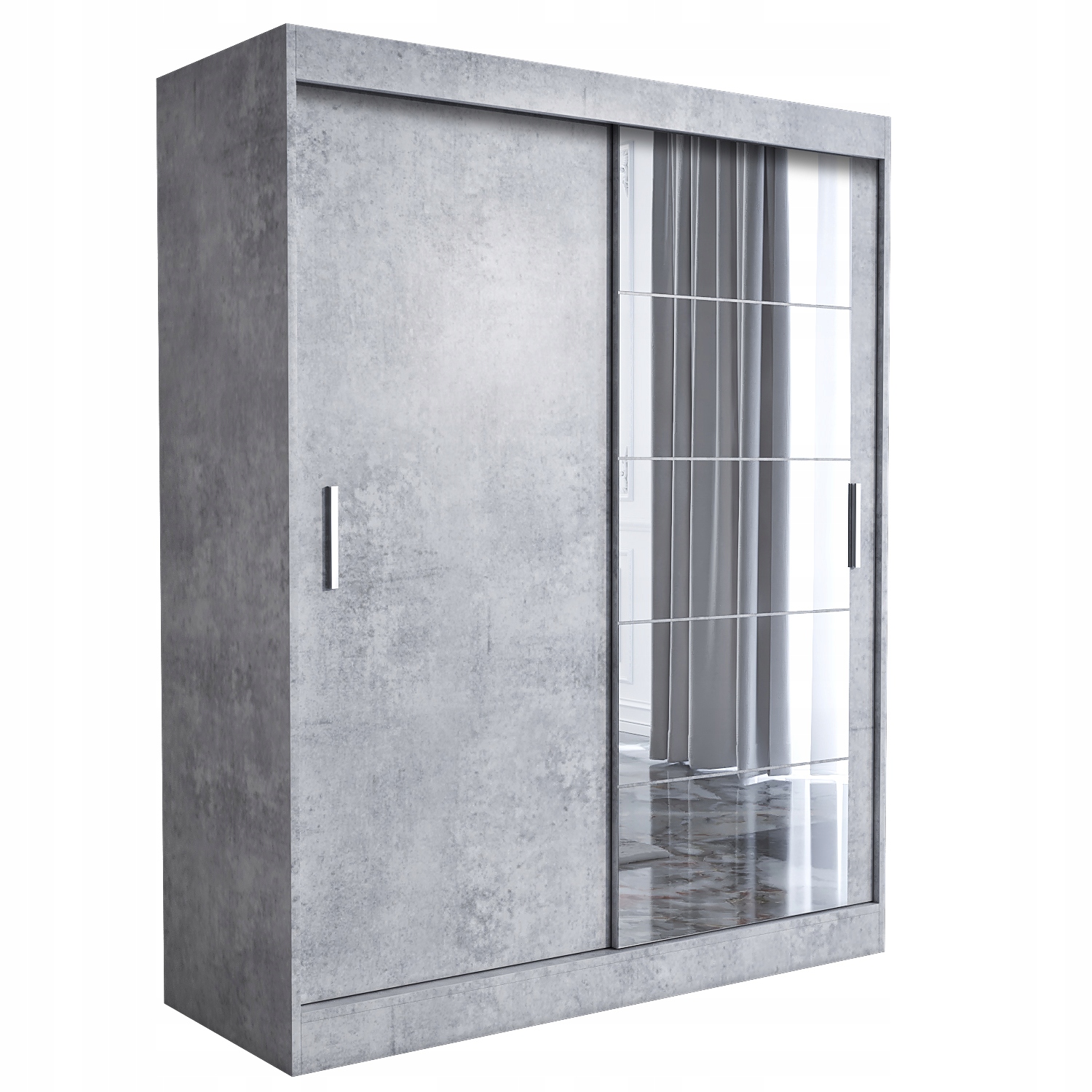 Nowoczesna Szafa Przesuwna 140cm Beton + Lustra 5