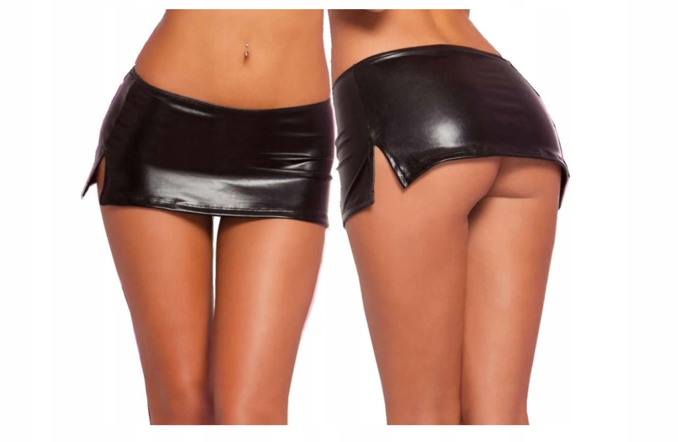

Sexy Czarna Mini Spódniczka Vinyl Stringi XXL