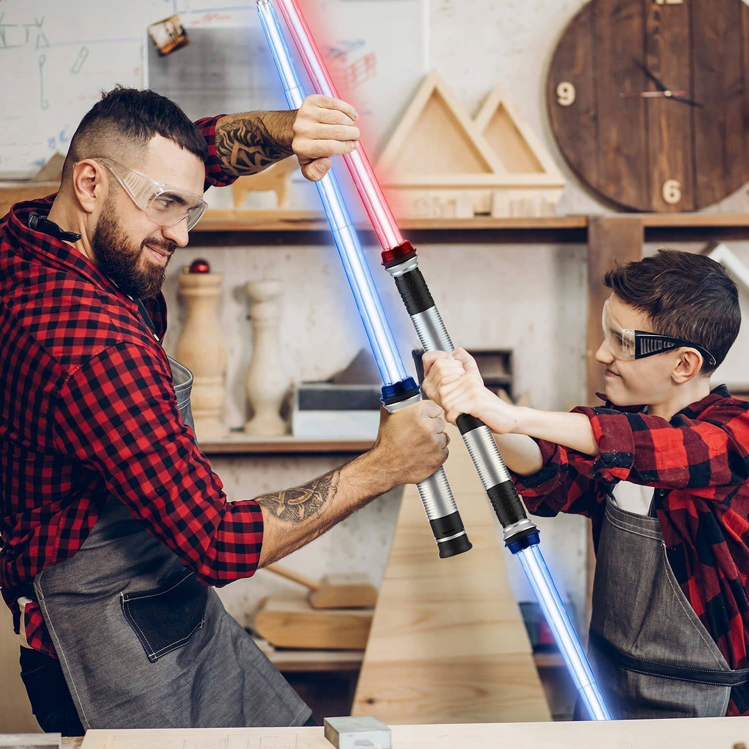 MIECZ ŚWIETLNY DŁUGI PODWÓJNY GWIEZDNE WOJNY 132CM 2 MIECZ WOJOWNIK ŚWI - Bohater Star Wars